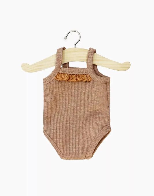 Minikane Body sans manches en maille côtelée caramel chiné
